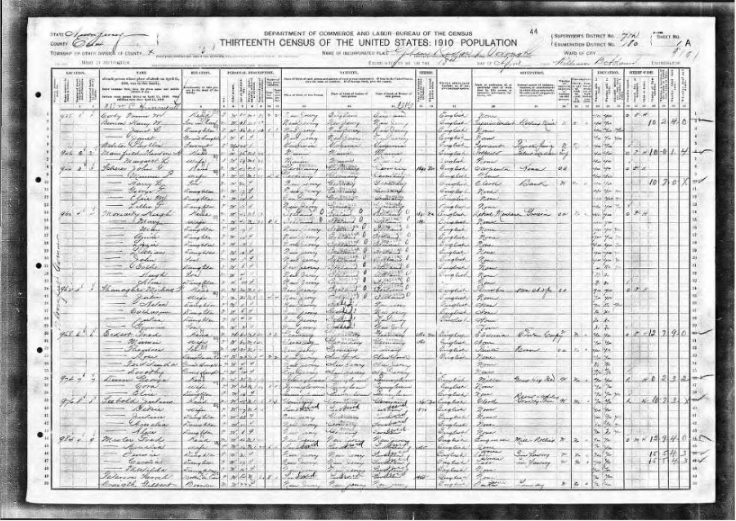 1910 Essex County Census Glen Ridge