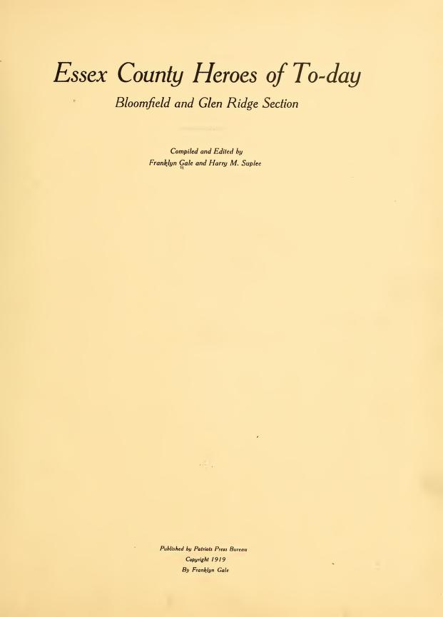 WWI Essex County Heroes of Today, Bloomfield and Glen Ridge